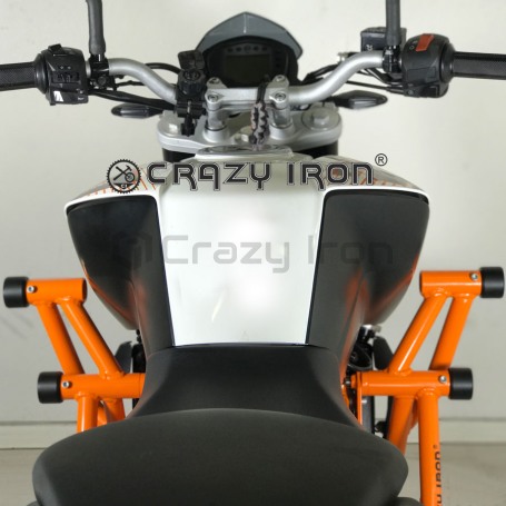 Клетка на мотоцикл KTM Duke 125, Duke 390 до `16, Duke 200 `12-`14 CRAZY IRON серии PRO оранж глянец (фото 6, фотография 6)